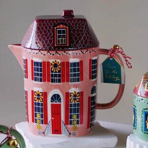 Brand New Anthropologie Christmas Chalet Teapot